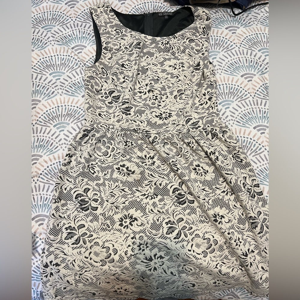 BeBop Black and Cream Floral Midi Dress